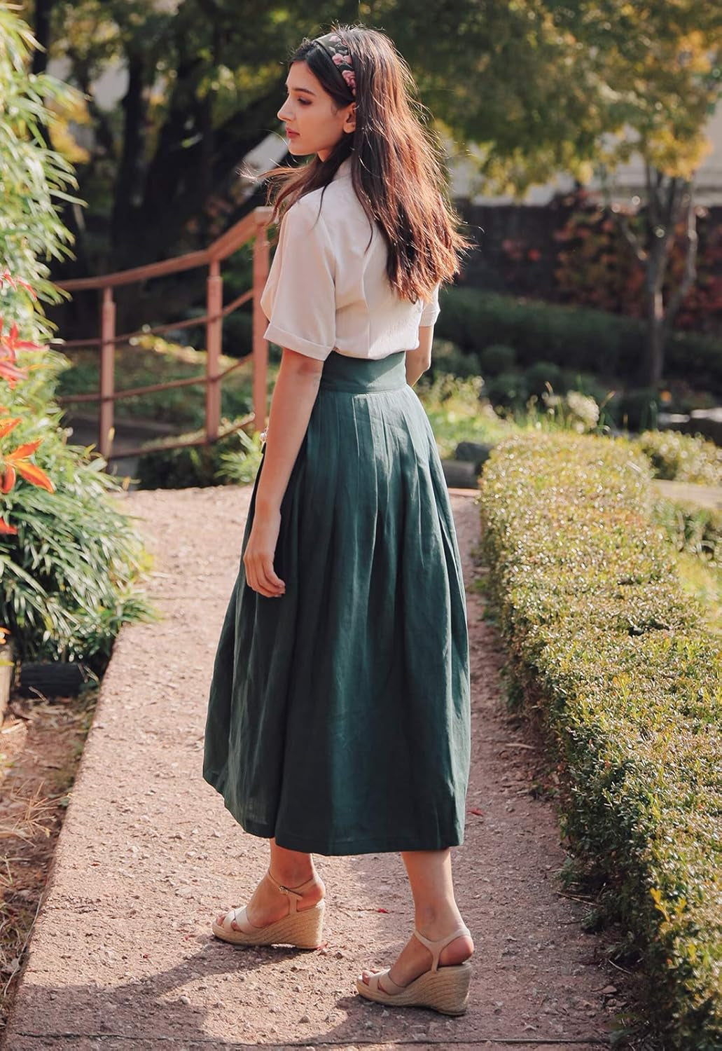 Women'S Wrap Skirt Hanbok Korean Vintage Party Linen Long Skirts
