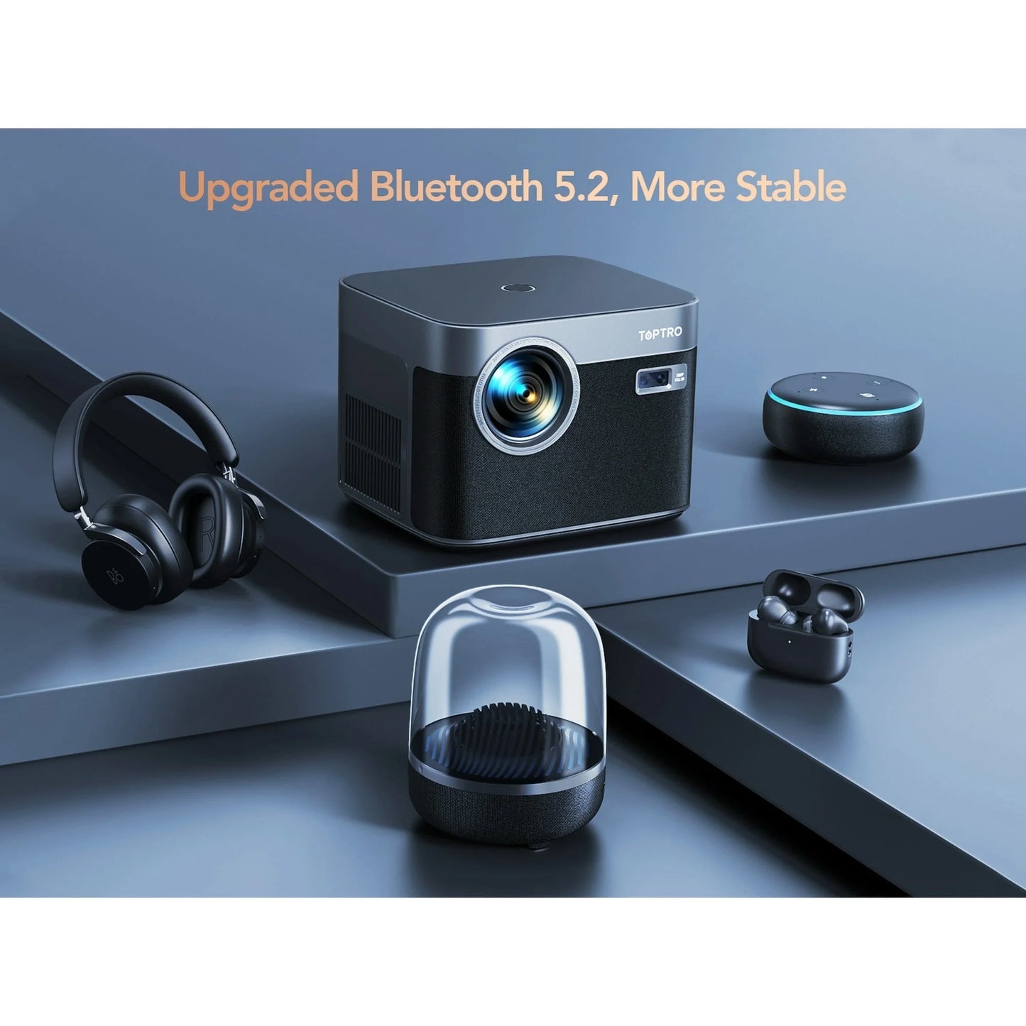 Smart Auto Focus 4K Projector, Home Movie Projector with Android OS, Native 1080P 5G Wifi 6 Bluetooth Projector, with Netflix 8000+ Apps