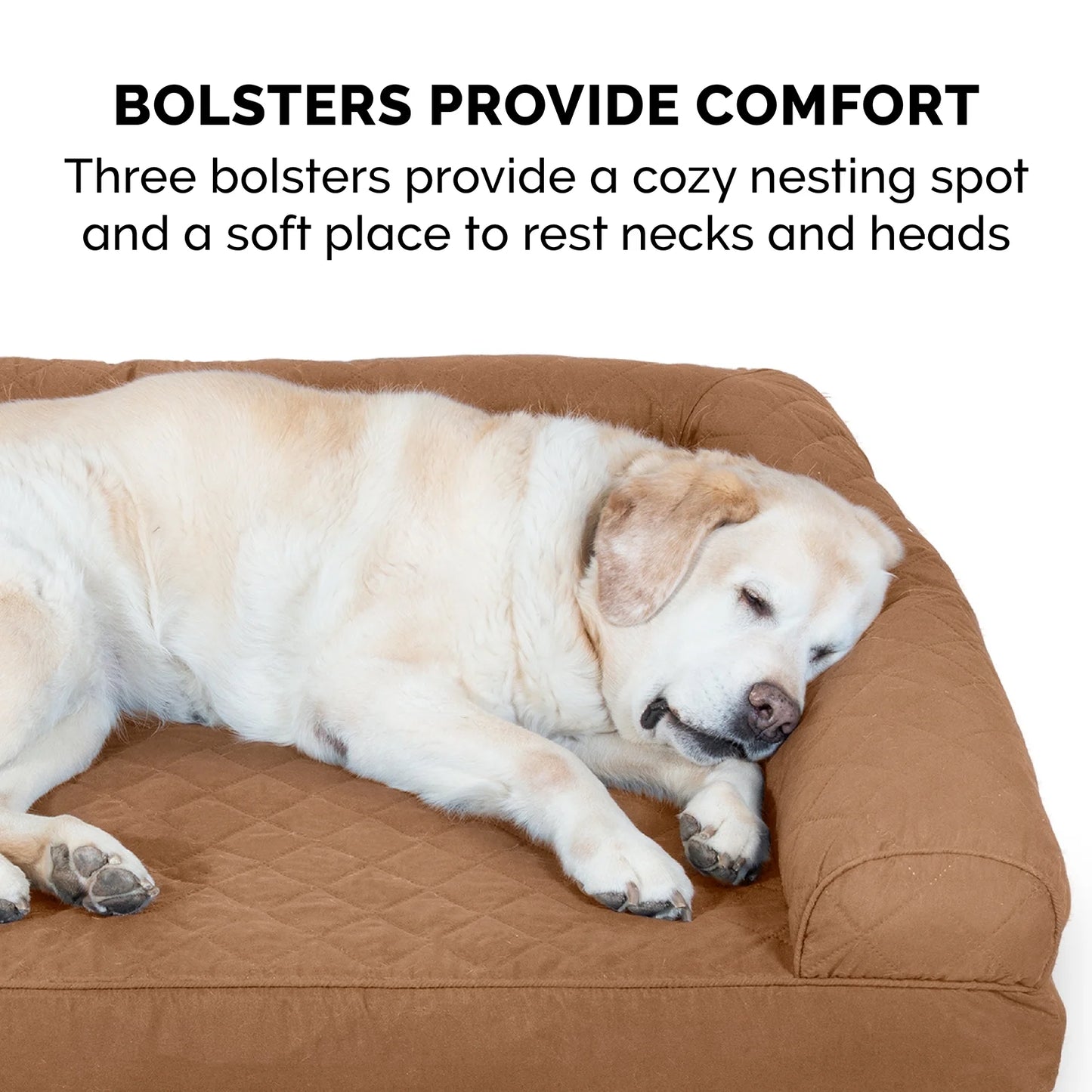 Pet Products Quilted Full Support Orthopedic Sofa Pet Bed for Dogs & Cats - Toasted Brown, Jumbo Plus