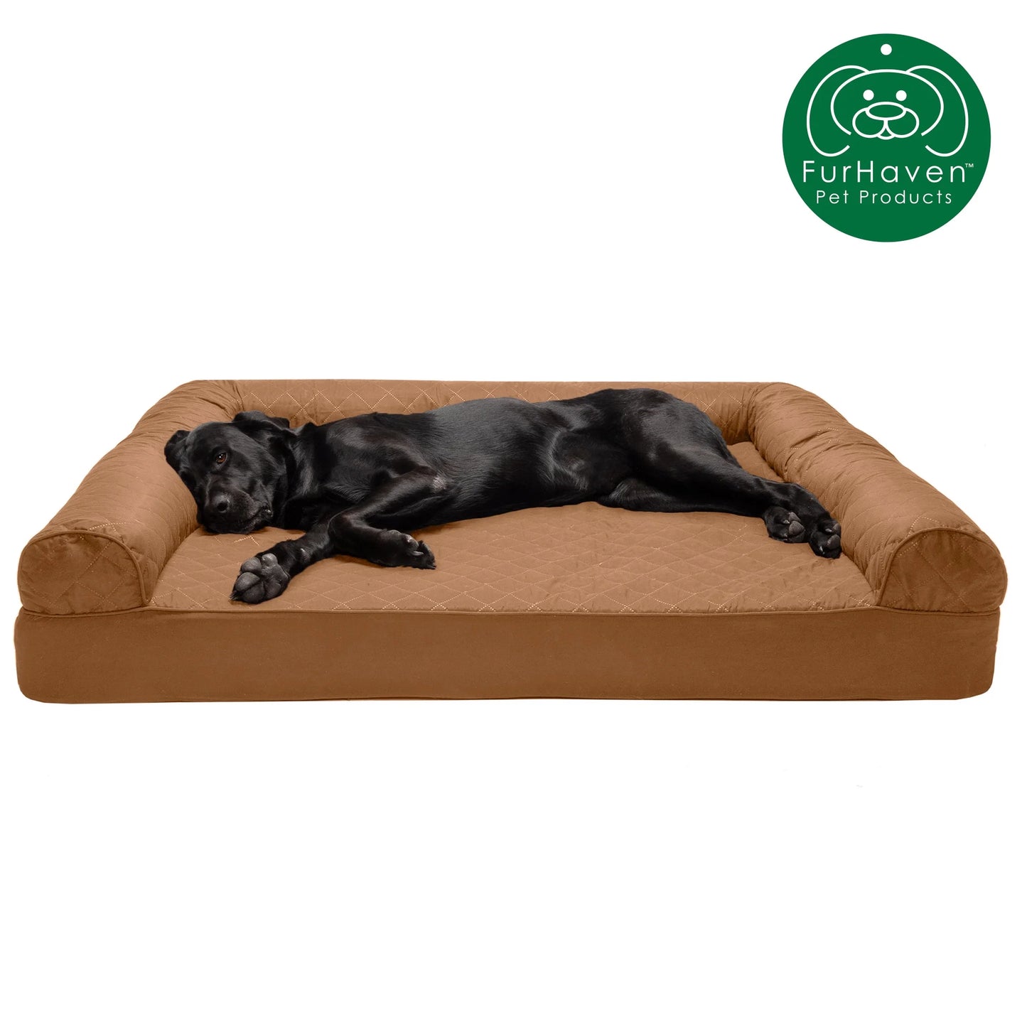 Pet Products Quilted Full Support Orthopedic Sofa Pet Bed for Dogs & Cats - Toasted Brown, Jumbo Plus