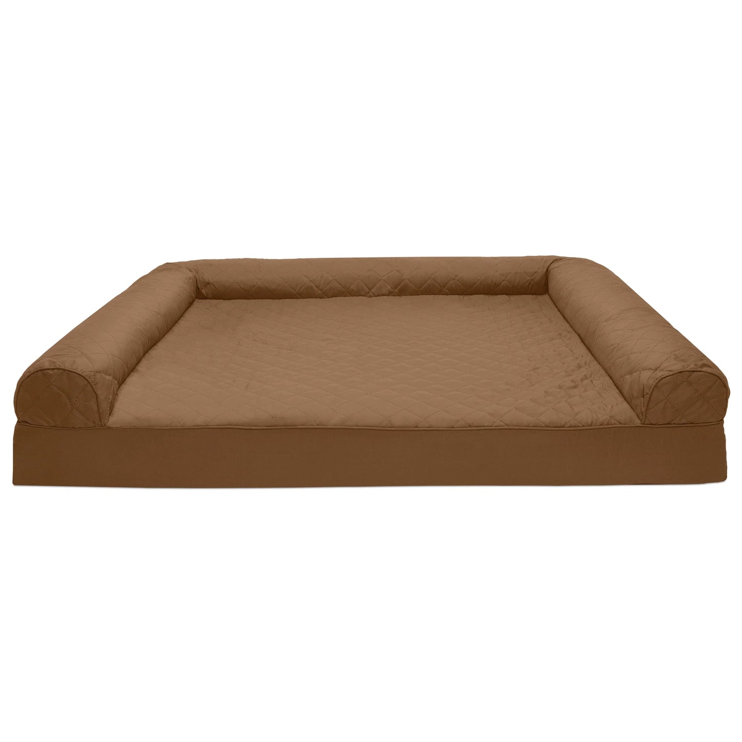 Pet Products Quilted Full Support Orthopedic Sofa Pet Bed for Dogs & Cats - Toasted Brown, Jumbo Plus