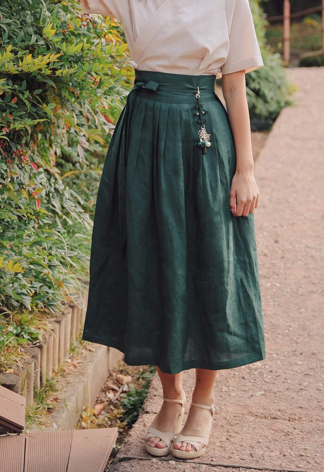 Women'S Wrap Skirt Hanbok Korean Vintage Party Linen Long Skirts