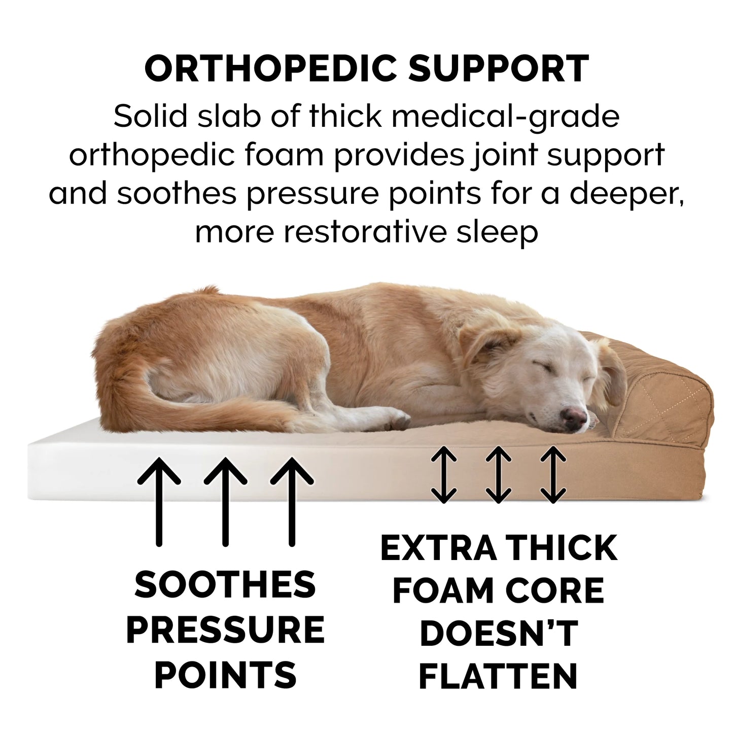 Pet Products Quilted Full Support Orthopedic Sofa Pet Bed for Dogs & Cats - Toasted Brown, Jumbo Plus