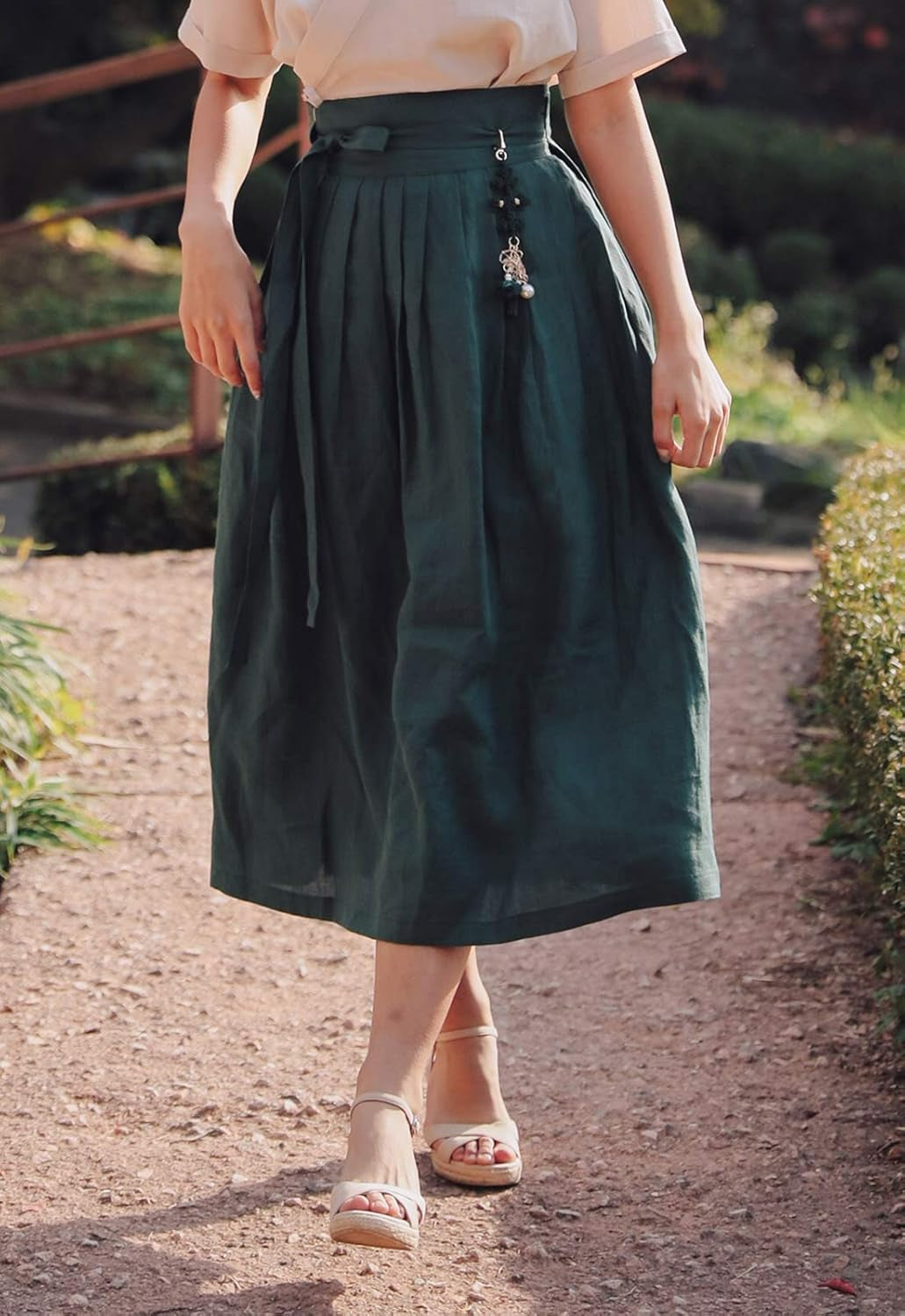 Women'S Wrap Skirt Hanbok Korean Vintage Party Linen Long Skirts