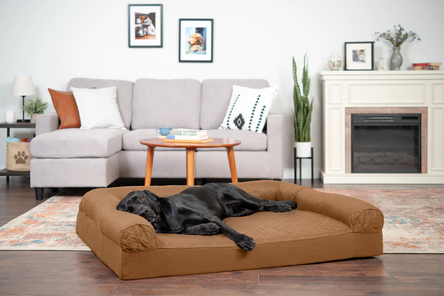 Pet Products Quilted Full Support Orthopedic Sofa Pet Bed for Dogs & Cats - Toasted Brown, Jumbo Plus