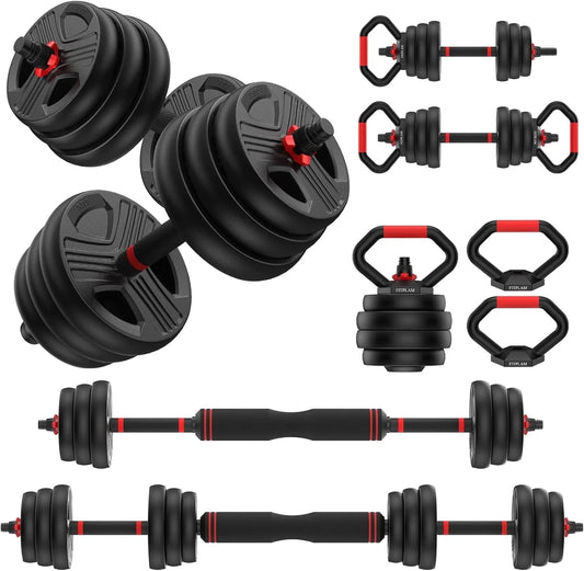 70Lbs Free Weight Set with Connector, 6 In1 Dumbbells Set Used as Barbell, Kettlebells, Push up Stand, Fitness Exercises for Home Gym Suitable Men/Women