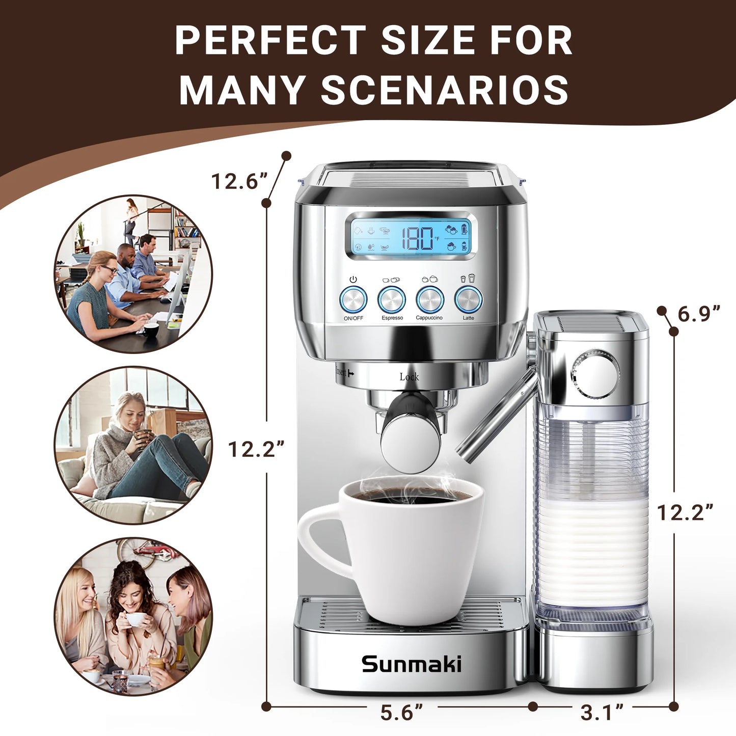 Espresso Machine High Pressure Professional Coffee Cappuccino for Espresso,Latte,Macchiato Maker