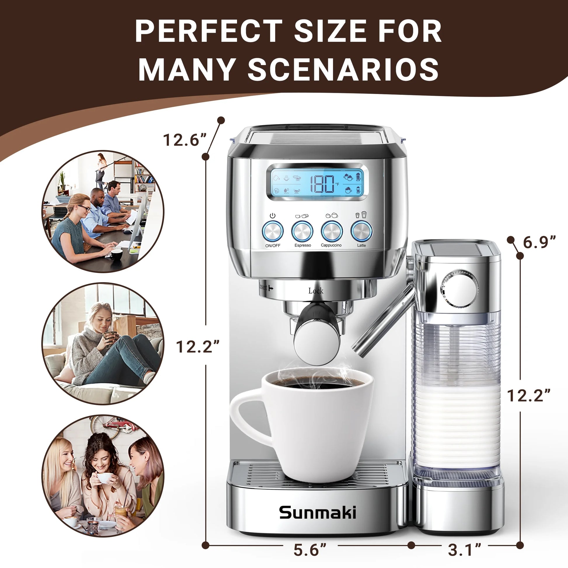 Espresso Machine High Pressure Professional Coffee Cappuccino for Espresso,Latte,Macchiato Maker