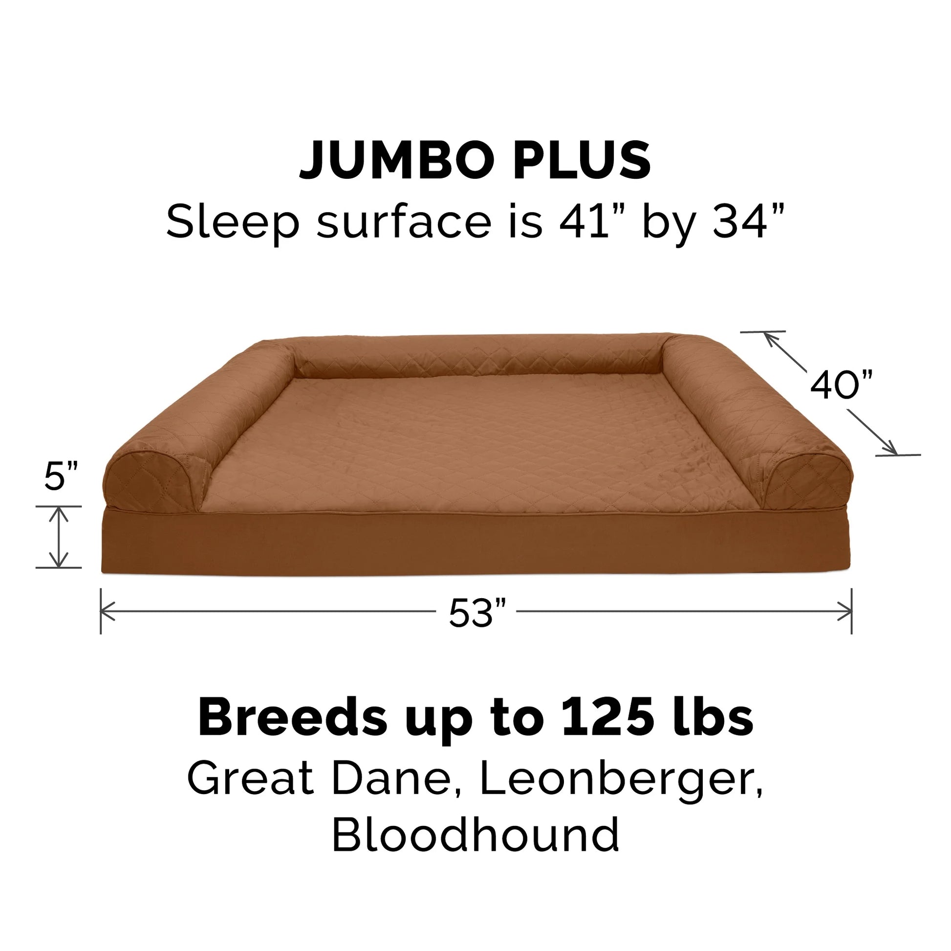 Pet Products Quilted Full Support Orthopedic Sofa Pet Bed for Dogs & Cats - Toasted Brown, Jumbo Plus