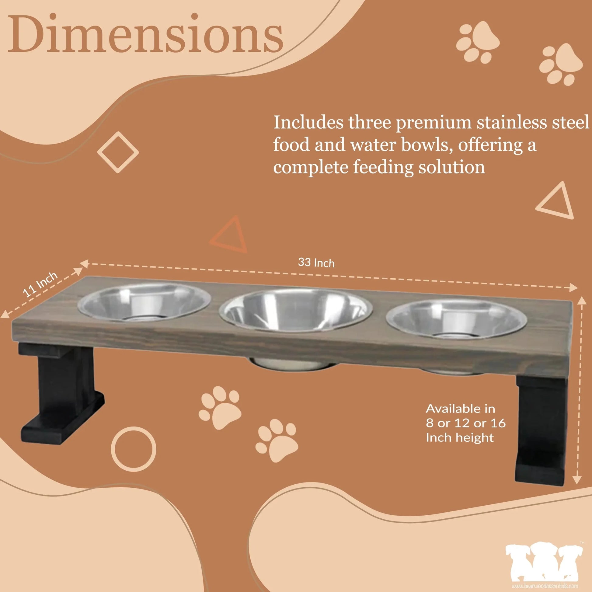 Elevate Your Pet'S Dining Experience with Elevated Dog Feeder 3 Bowl - 16 Inch