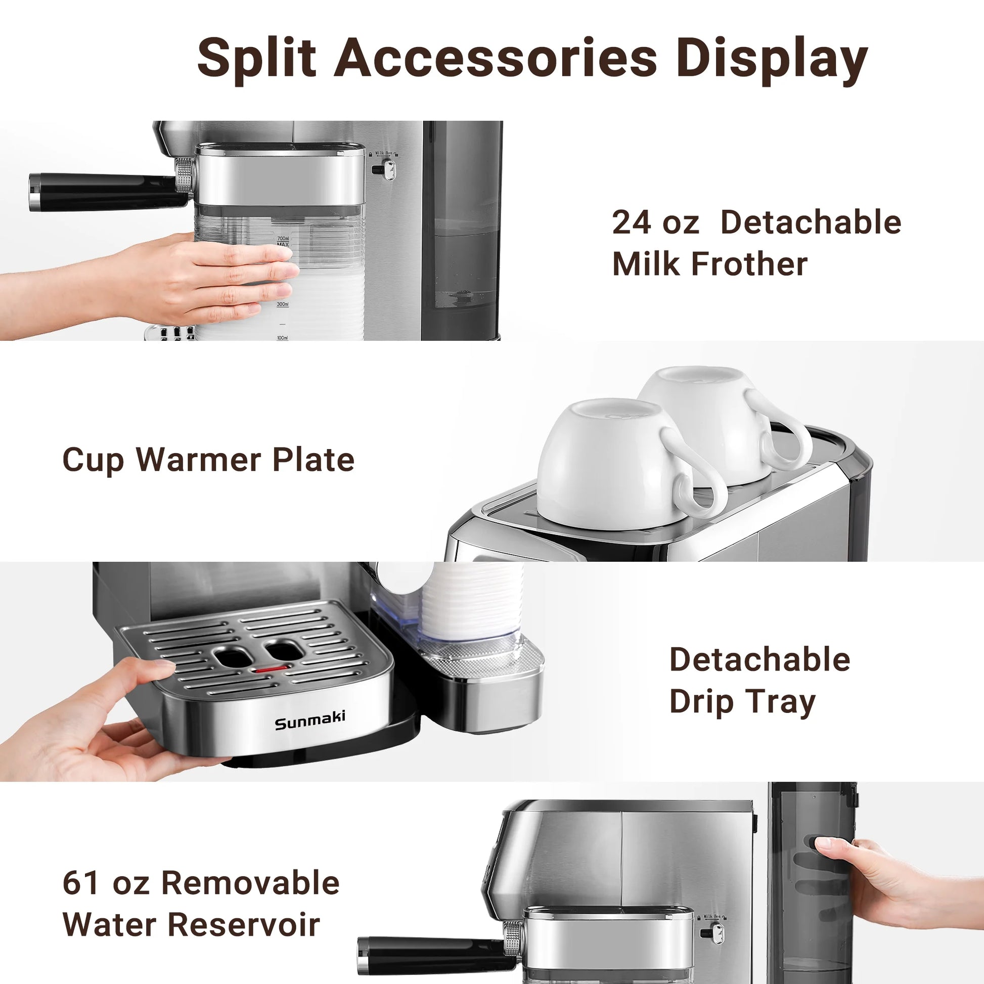 Espresso Machine High Pressure Professional Coffee Cappuccino for Espresso,Latte,Macchiato Maker