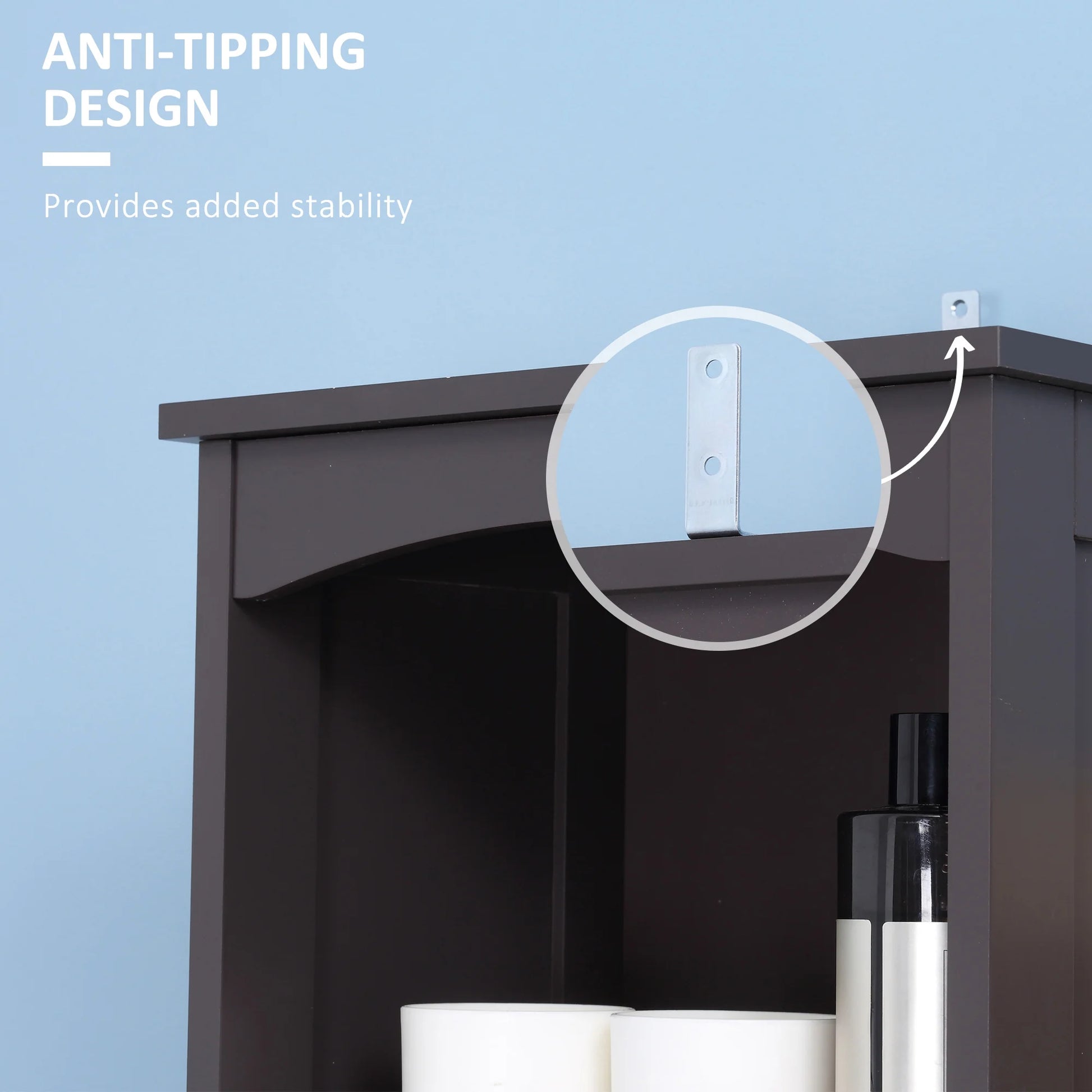 Bathroom Storage Cabinet, Free Standing Bathroom Storage Unit, Tall Linen Tower with 3-Tier Shelves and Drawer, Brown