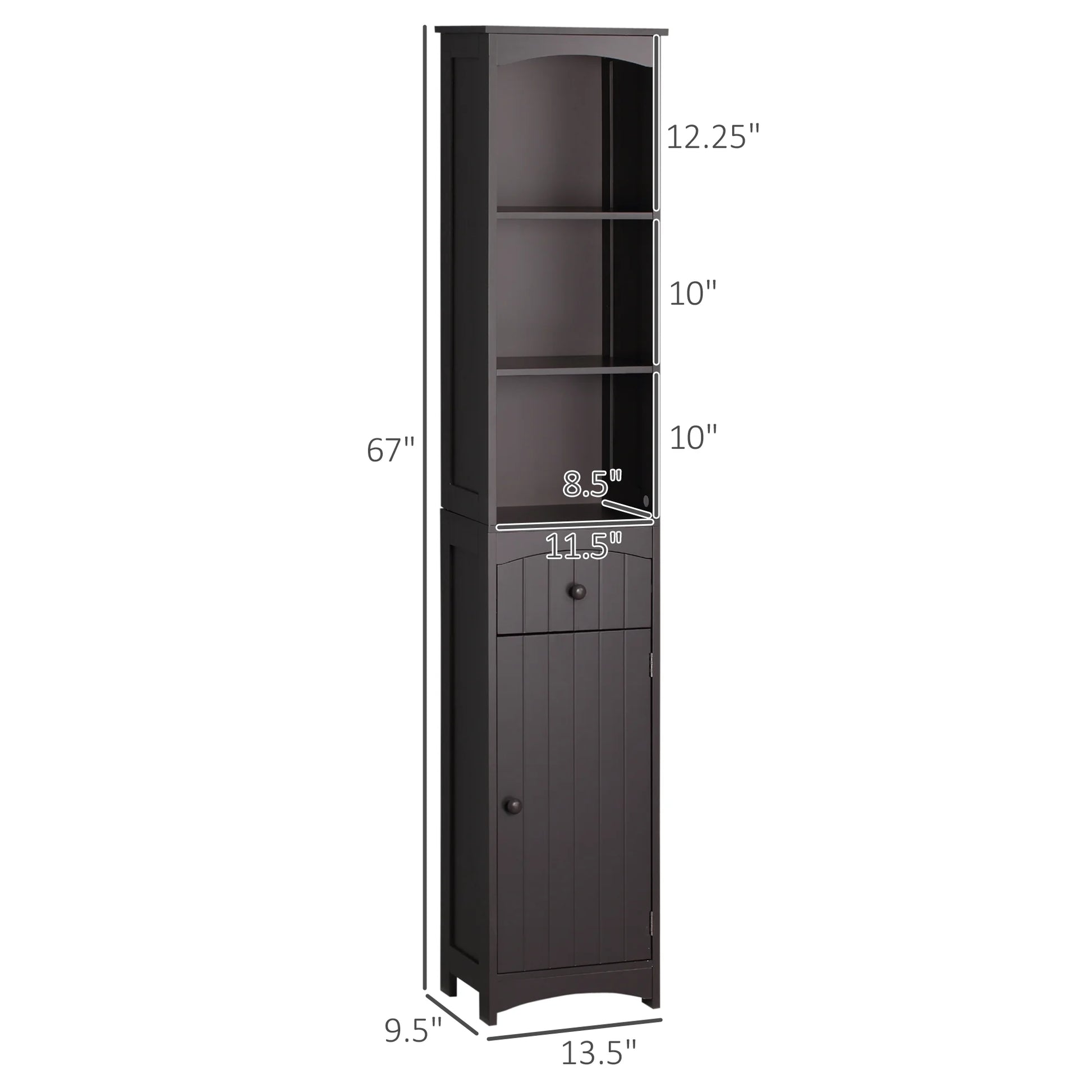 Bathroom Storage Cabinet, Free Standing Bathroom Storage Unit, Tall Linen Tower with 3-Tier Shelves and Drawer, Brown