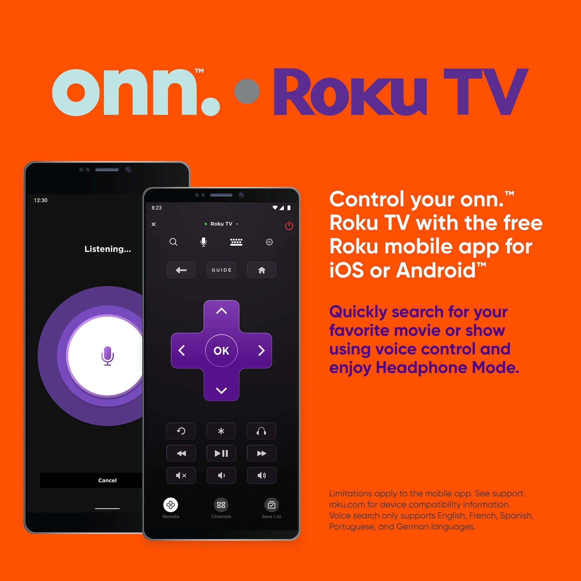 . 55” Class 4K UHD (2160P) LED Roku Smart Television HDR (100012586)