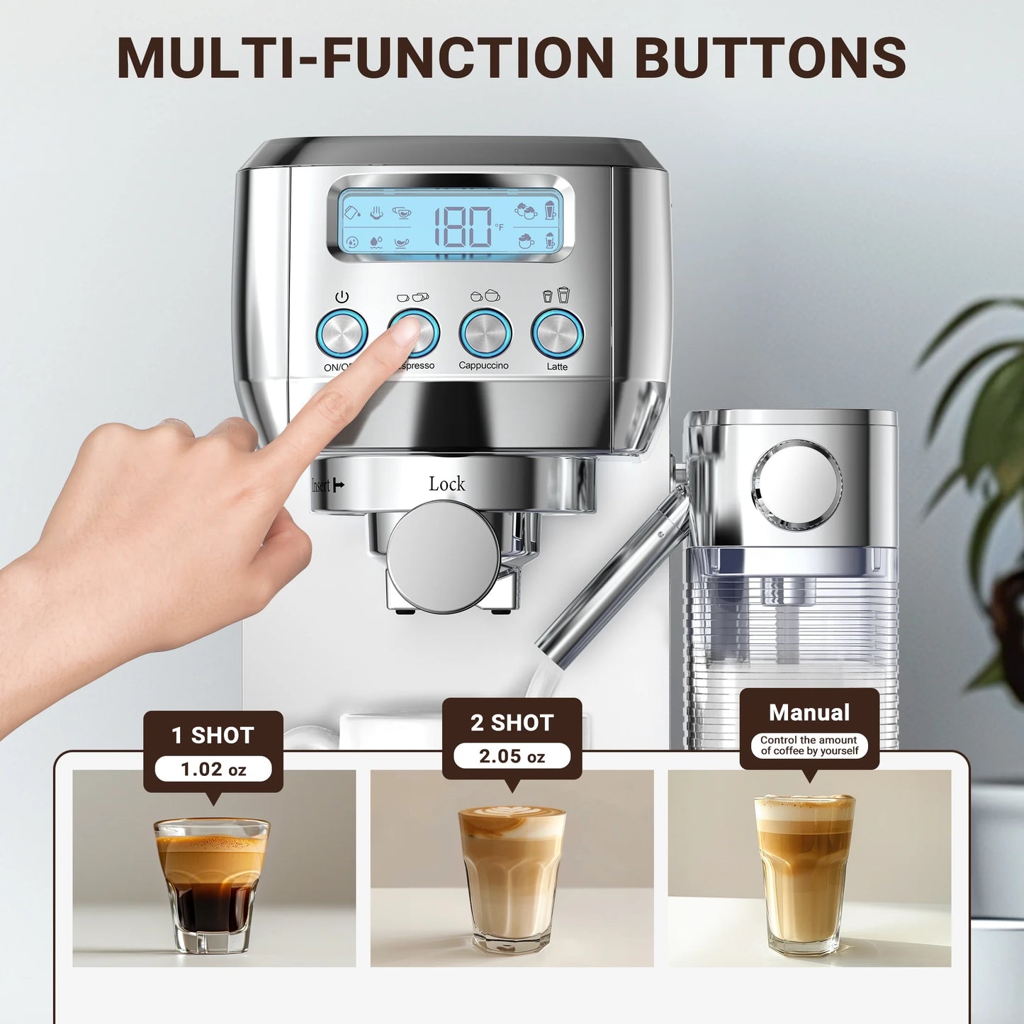 Espresso Machine High Pressure Professional Coffee Cappuccino for Espresso,Latte,Macchiato Maker