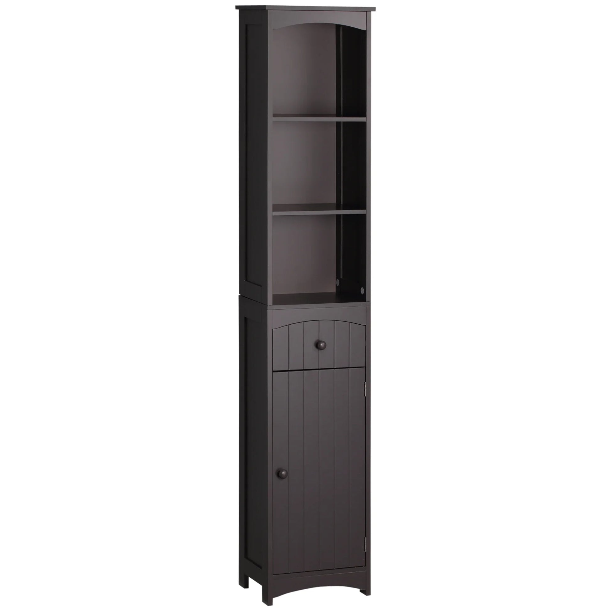 Bathroom Storage Cabinet, Free Standing Bathroom Storage Unit, Tall Linen Tower with 3-Tier Shelves and Drawer, Brown