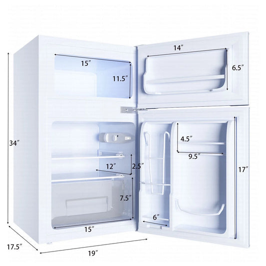 Refrigerator Small Freezer Cooler Fridge Compact 3.2 Cu Ft. Unit, White
