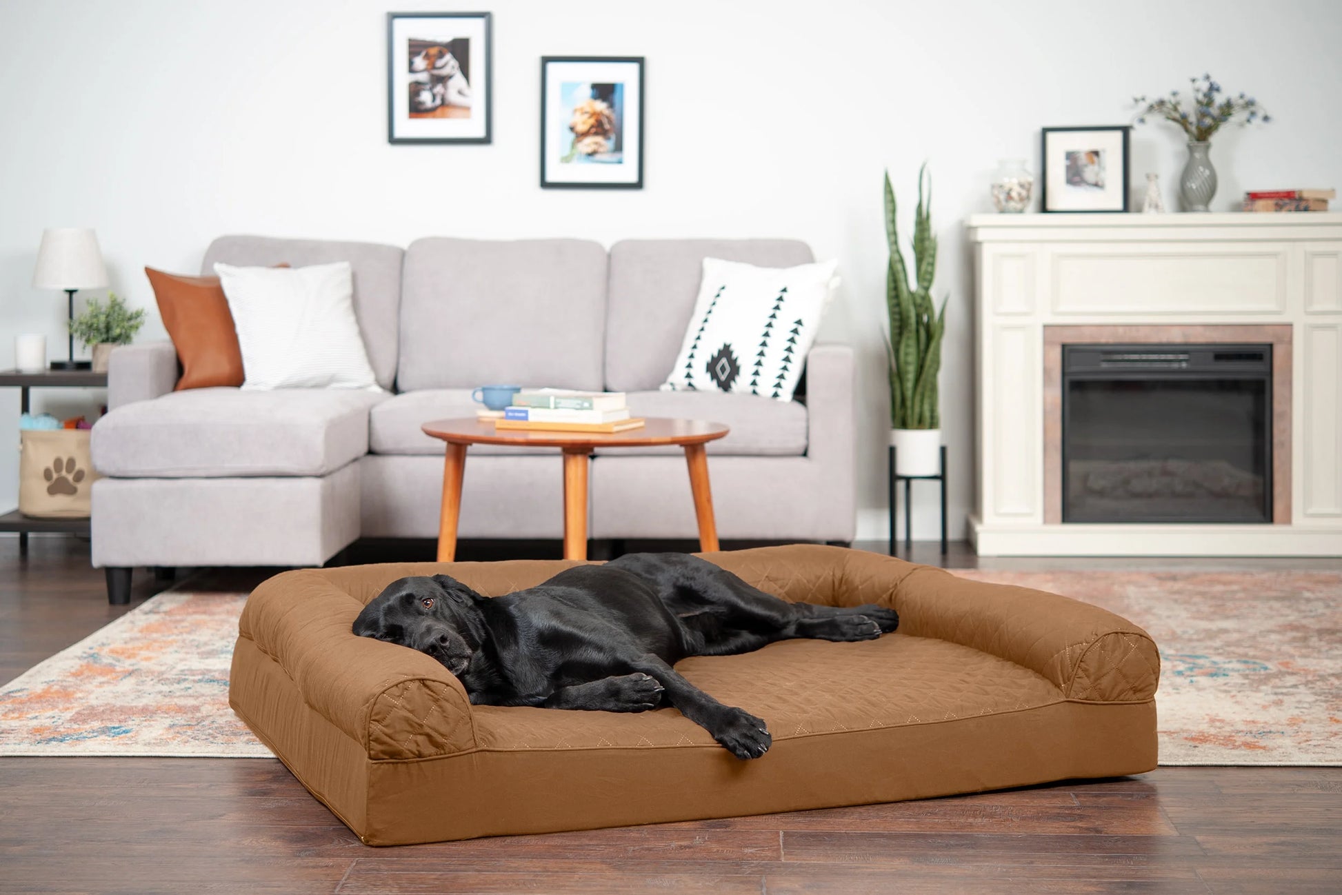 Pet Products Quilted Full Support Orthopedic Sofa Pet Bed for Dogs & Cats - Toasted Brown, Jumbo Plus