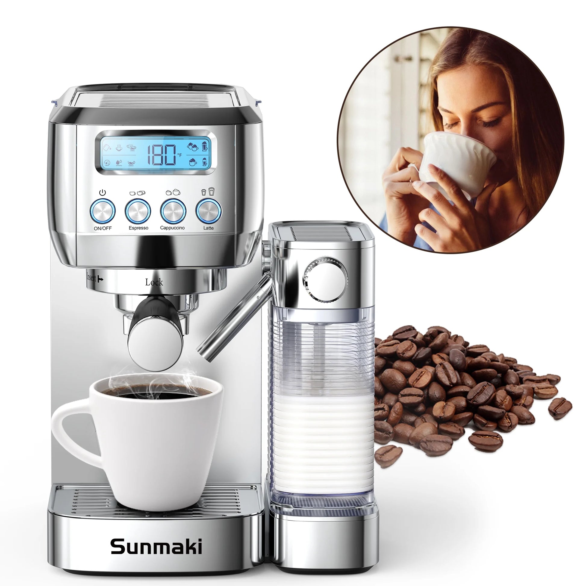 Espresso Machine High Pressure Professional Coffee Cappuccino for Espresso,Latte,Macchiato Maker