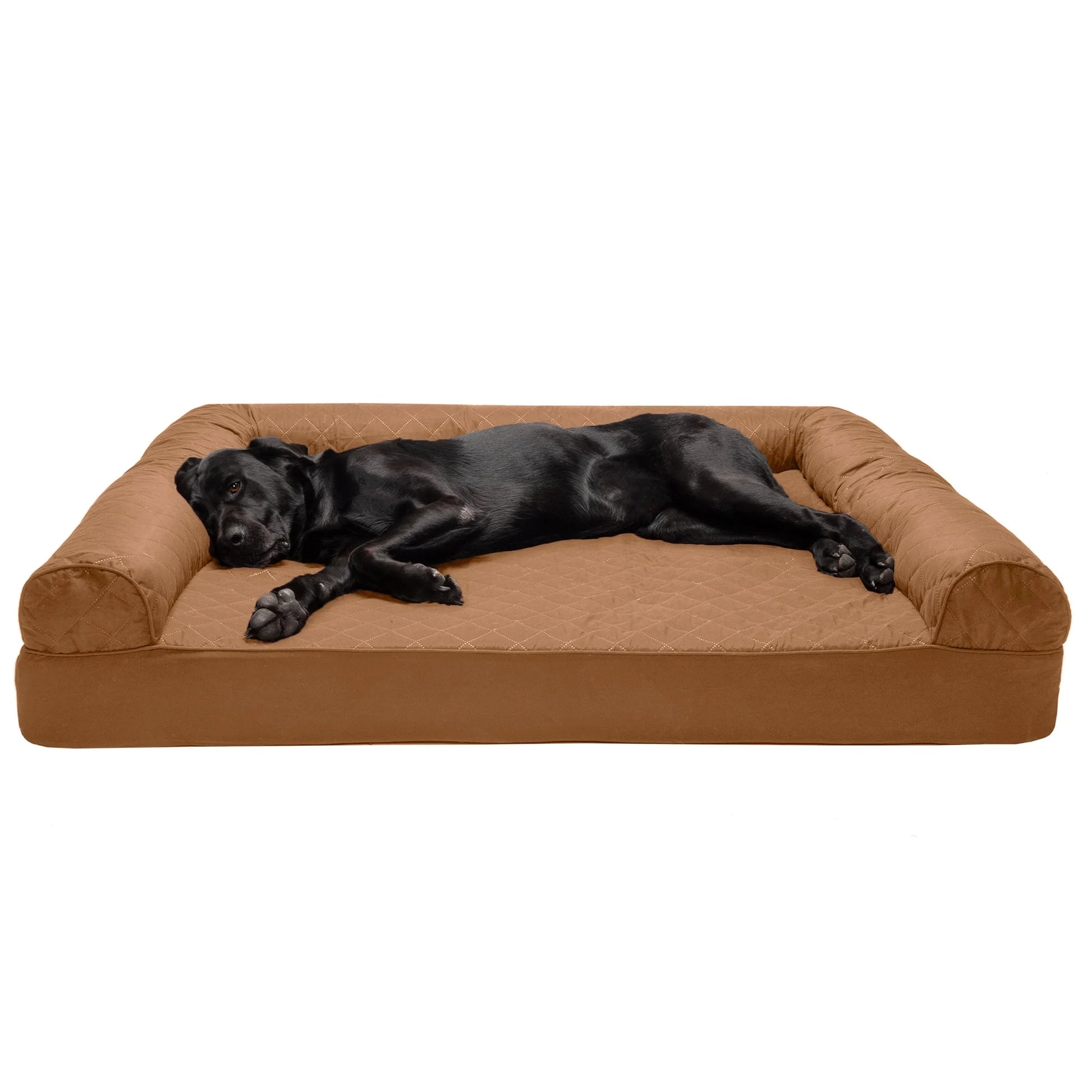Pet Products Quilted Full Support Orthopedic Sofa Pet Bed for Dogs & Cats - Toasted Brown, Jumbo Plus