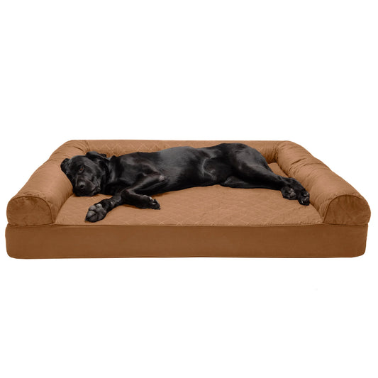 Pet Products Quilted Full Support Orthopedic Sofa Pet Bed for Dogs & Cats - Toasted Brown, Jumbo Plus
