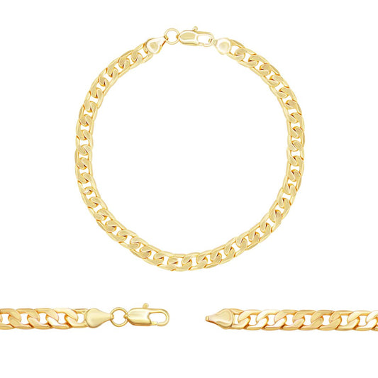 Cuban Link Chain 14K Gold Filled Bracelet 8.5" Lobster Claw Clasp Jewelry Gift for Men 6 Mm