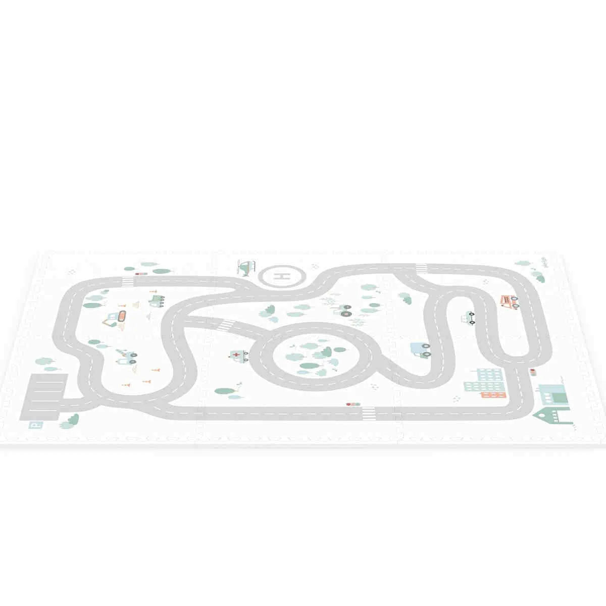 2 in 1 EEVAA Reversible Form Puzzle Playmat and Storage Box, Roadmap