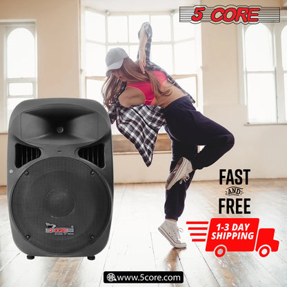 5 Core 15 Inch PA DJ Speaker 2 Pack Passive Subwoofer 3200W Combined Peak W Super Bullet Tweeter