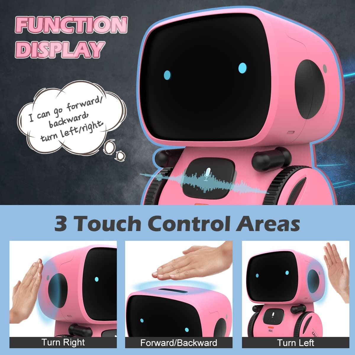 Robots for Girls 3-5, Interactive Smart Robotic with Touch Sensor, Voice Control, Speech Recognition, Singing, Dancing, Repeating and Recording, Gift for Kids