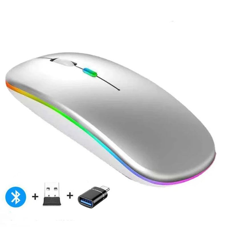 Wireless Mouse Bluetooth--Compatible RGB Rechargeable Mouses Wireless Computer Silent Mice LED Backlit Ergonomic Gaming Mouse