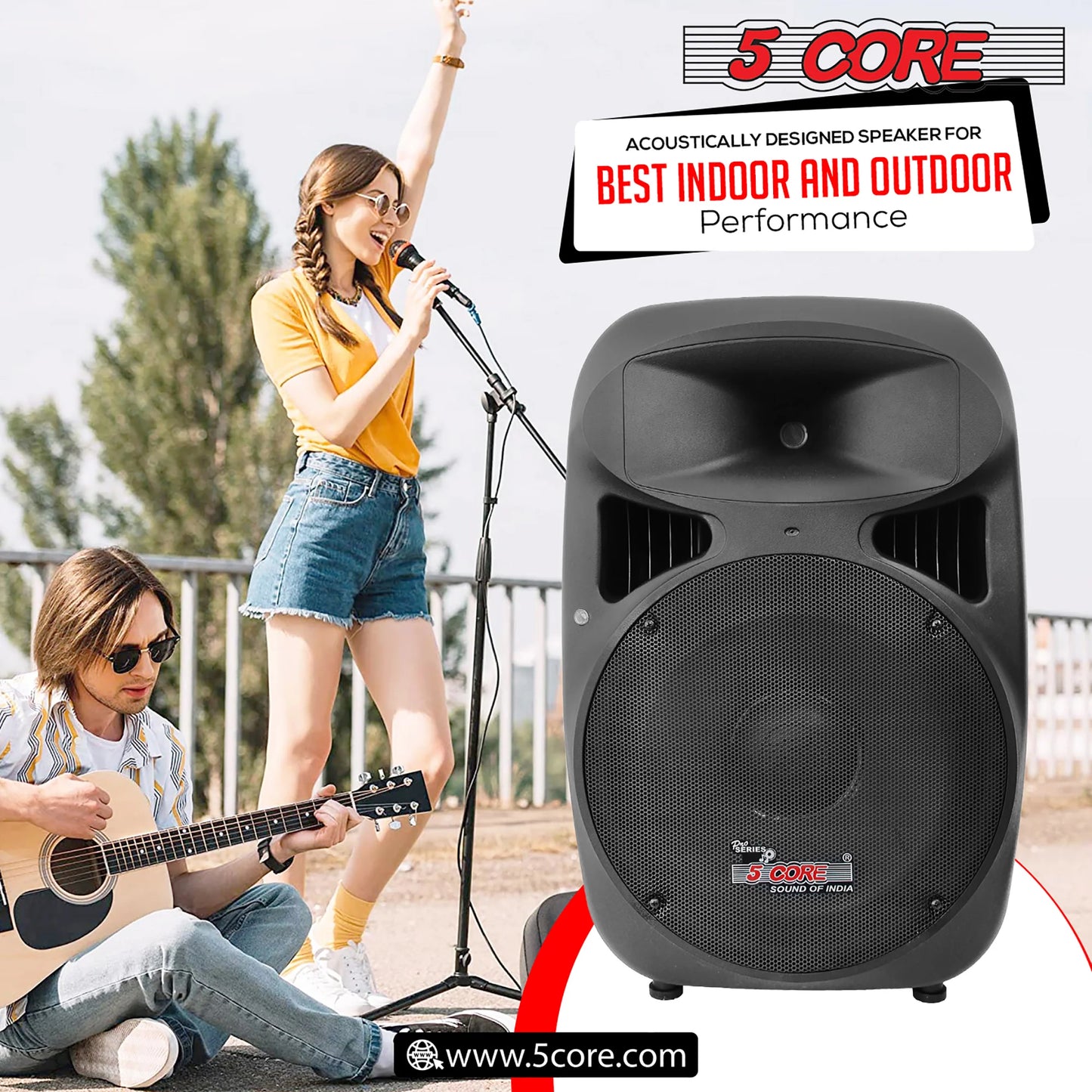 5 Core 15 Inch PA DJ Speaker 2 Pack Passive Subwoofer 3200W Combined Peak W Super Bullet Tweeter