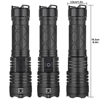 Rechargeable LED Flashlight, 90000 Lumens Super Bright Powerful LED Flashlight with 5 Modes, Waterproof Zoomable Tactical Flashlight for Emergency Camping Home