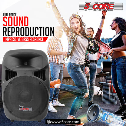 5 Core 15 Inch PA DJ Speaker 2 Pack Passive Subwoofer 3200W Combined Peak W Super Bullet Tweeter