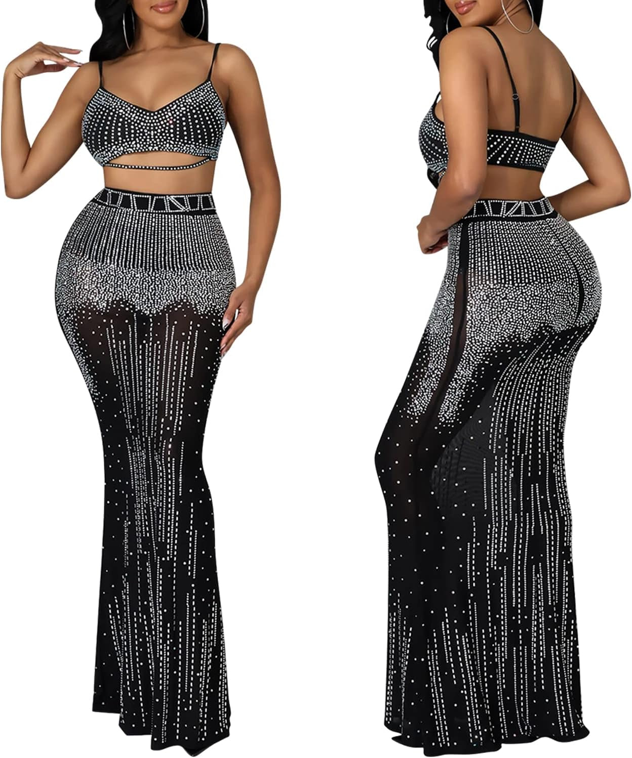 Women'S Sexy Rhinestone Sleeveless Night Club Dress Party Clubwear for Women