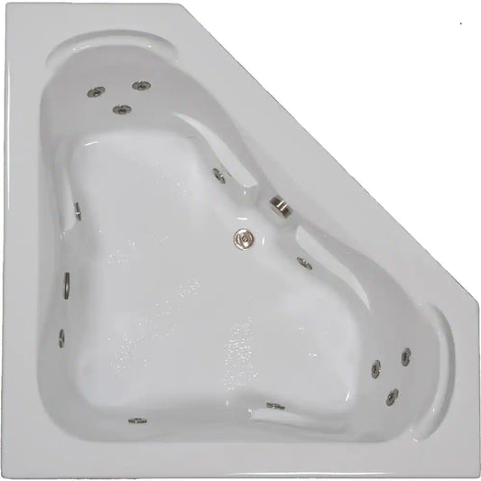 60 In. Acrylic Corner Drop-In Whirlpool Bathtub in White