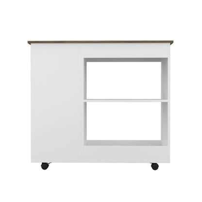 The Petal Kitchen Cart White with Five Shelves and Casters