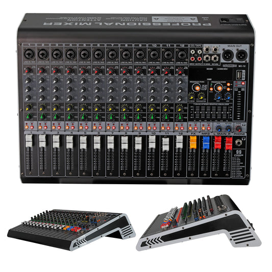 5 Core Audio DJ Mixer 12 Channel Sound Board L Shape W Bluetooth • USB • 99 DSP Effects 48V Phantom Power