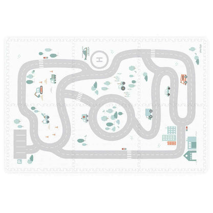 2 in 1 EEVAA Reversible Form Puzzle Playmat and Storage Box, Roadmap