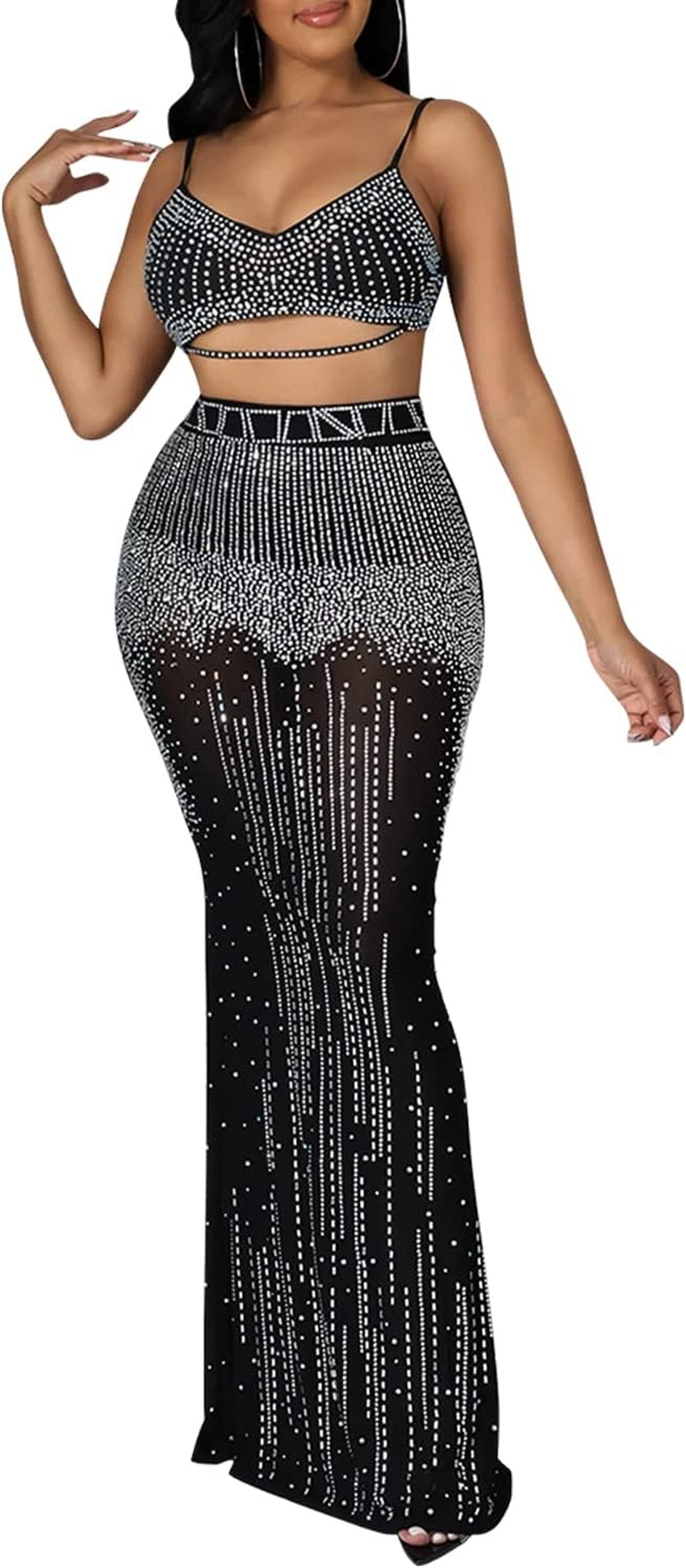 Women'S Sexy Rhinestone Sleeveless Night Club Dress Party Clubwear for Women