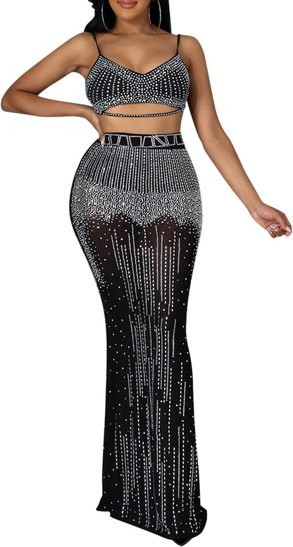 Women'S Sexy Rhinestone Sleeveless Night Club Dress Party Clubwear for Women